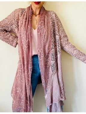 Sheer Lace Long Open Front Asymmetric Fairy, Shabby Chic, Romantic Cardigan